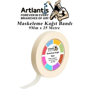 Maskeleme Bandı Kağıt Bant 9 mm 25 Metre 1 Adet Boya Bantı Maskeleme Kağıt Bant Duvar Yağlı Boya Badana