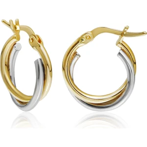 Altın Kesesi 14 Ayar Altın Ikili Bombeli Halka Küpe 1.3 Cm