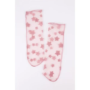 Le Mabelle Gülkurusu  Üzeri Yıldız Detaylı Kız Çocuk Tül Çorap