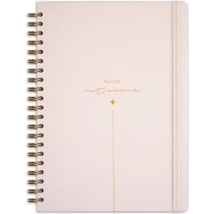 Matt Notebook 20X28 cm A4 Lastikli Spiralli Sert Kapak Not Defteri Çizgili Bej