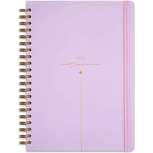 Matt Notebook 20X28 cm A4 Lastikli Spiralli Sert Kapak Not Defteri Kareli Lila