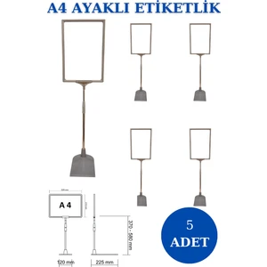 İstanbul Manken 5 Adet Gri A4 Ayaklı Etiketlik Sepet Etiketi Çerçeveli Etiketlik Eşek Askılık Etiketi