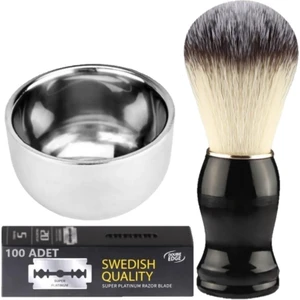 Shave F8 Tıraş Fırçası + Kase + 100 Adet Platinum Yaprak Jilet