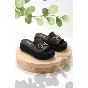 Siyah Leather Kadın Terlik K04177064403