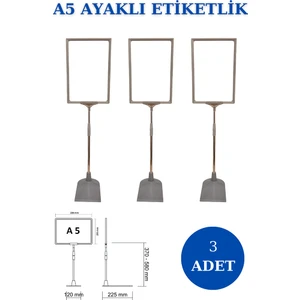İstanbul Manken 3 Adet Gri A5 Ayaklı Etiketlik Sepet Etiketi Çerçeveli Etiketlik Eşek Askılık Etiketi