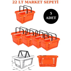 İstanbul Manken 5 Adet 22 Litre Market Sepeti, Alışveriş Sepeti, Saplı Market Sepeti