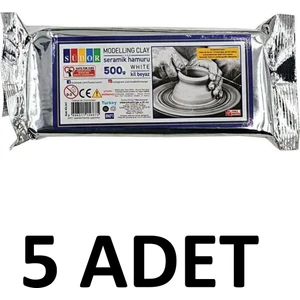 5 Adet Hava ile Kuruyan Seramik Kil Hamuru 500 gr Beyaz