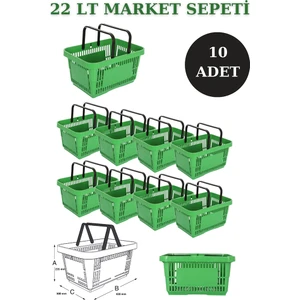 İstanbul Manken 10 Adet 22 Litre Market Sepeti, Alışveriş Sepeti, Saplı Market Sepeti