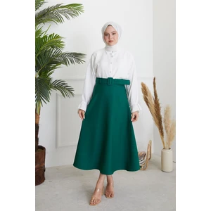 Kemerli Kloş Etek-Zümrüt Yeşili