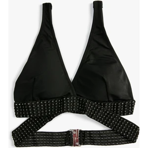 Bralet Bikini Üstü Üçgen Çapraz Nakışlı Kaplı