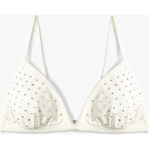 Üçgen Bikini Üstü Parlak Taş Işlemeli Kaplı