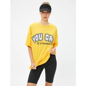 Oversize Spor Tişört Slogan Baskılı