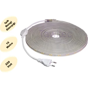 Hortum Şerit LED 220 Volt  Su Geçirmez Fiş Dahil Metrede 68 LED 5730 Günışığı 15 Metre