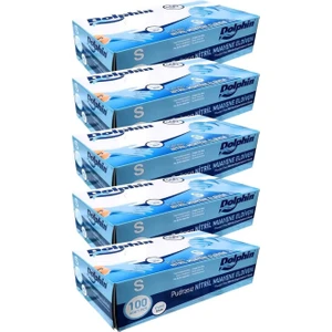 Tek Kullanımlık Lateks Mavi Pudrasız Nitril Muayne Eldiveni Small Küçük Boy -100'LÜ 5 Paket