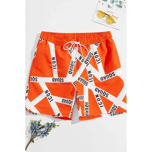 Erkek Basic Standart Boy Baskılı Mayo Cepli Deniz Şortu