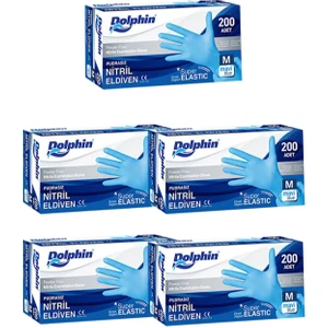 Tek Kullanımlık Lateks Mavi Pudrasız Nitril Muayne Eldiveni Medium Orta Boy - 100'lü 5 Paket