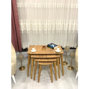 Evim Mobilya Beyaz Eşya Home Evmob 4lü (Dörtlü) Zigon Sehpa Ahşap Mdf - Ceviz Evmob