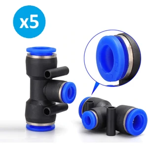 Pnömatik Te Nipel 8 mm Paket 5 Adet