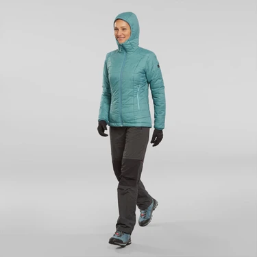 Decathlon Forclaz Kadın Outdoor Trekking Kapüşonlu Şişme Mont - Turkuaz - MT100