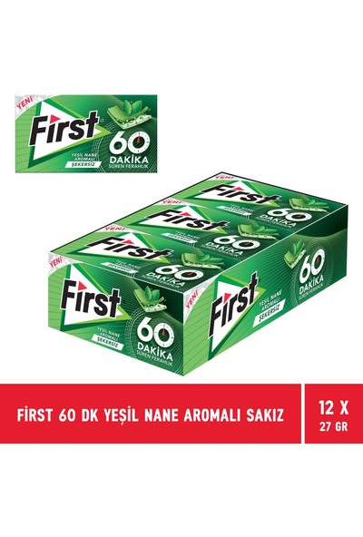 First Sensations 60 Dakika Yeşil Nane Aromalı Sakız 27 gr - 12 Adet