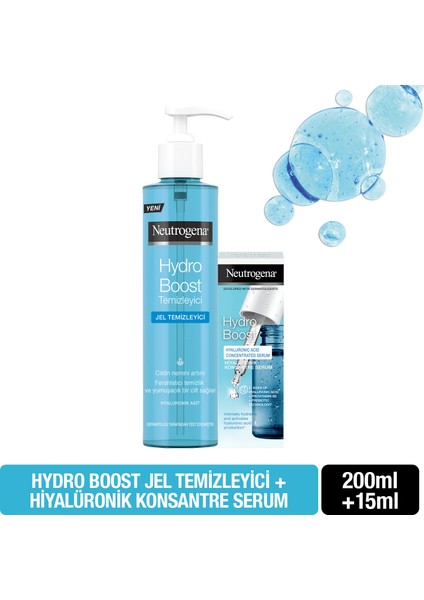 Hydro Boost Jel Temizleyici 200 ml + Neutrogena Hydro Bost Hiyalüronik Asit Konsantre Serum 15 ml