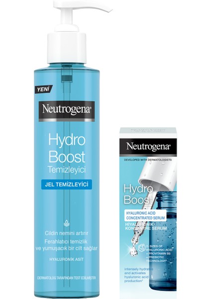 Hydro Boost Jel Temizleyici 200 ml + Neutrogena Hydro Bost Hiyalüronik Asit Konsantre Serum 15 ml