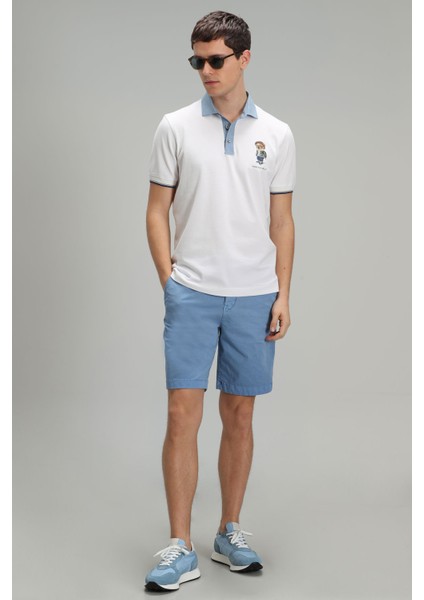 Zegler Spor Erkek Chino Şort Slim Fit Mavi