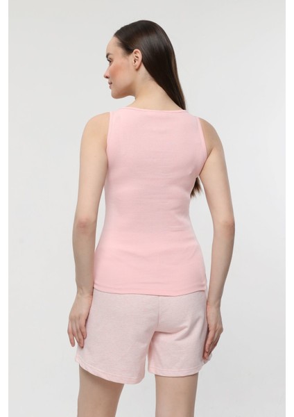 Kadın Geniş Askılı Tişört Pembe - Xs