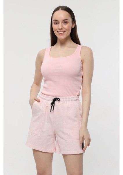Kadın Geniş Askılı Tişört Pembe - Xs