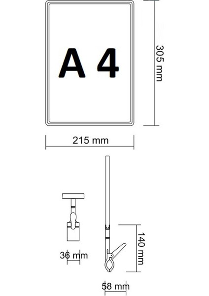 10 Adet A4 Mandallı Raf Etiketi Sepet Etiketi Çerçeveli Etiketlik Eşek Askılık Etiketi