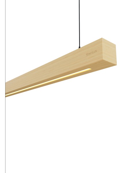 Zarif Ahşap Lineer 120CM Ledli 3000K Sarkıt Modern LED Avize, Salon, Mutfak, Masa Üstü Avize