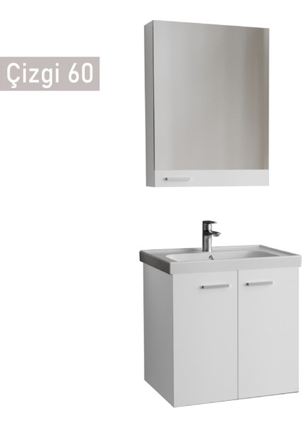 Çizgi 60 cm Beyaz Mdf Banyo Dolabı Takımı fiyatları