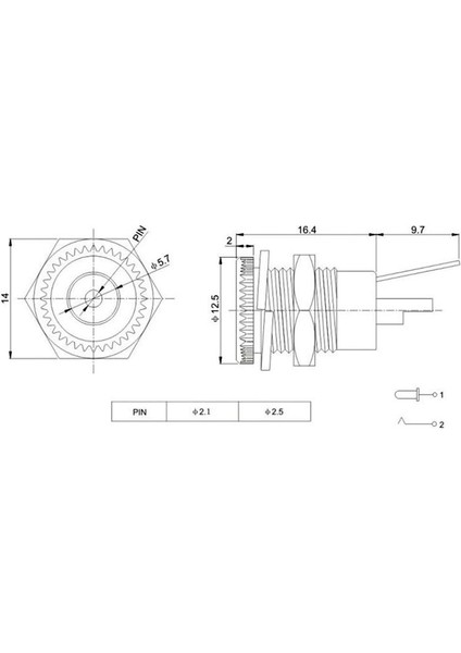5.5 mm x 2.1mm Dc Güç Soketi Metal Panel Montaj Power Jack