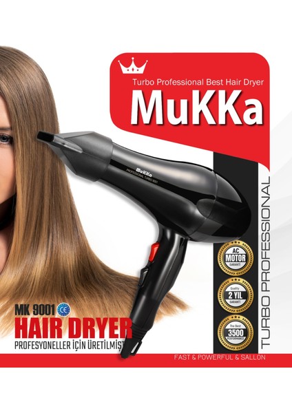 MK-9001 Turbo Profesyonel 2500 W Saç Kurutma Makinası