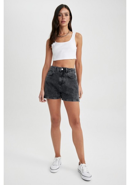 Mom Fit Yüksek Bel Jean %100 Pamuk Şort A2629AX23SM