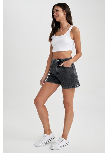 Mom Fit Yüksek Bel Jean %100 Pamuk Şort A2629AX23SM