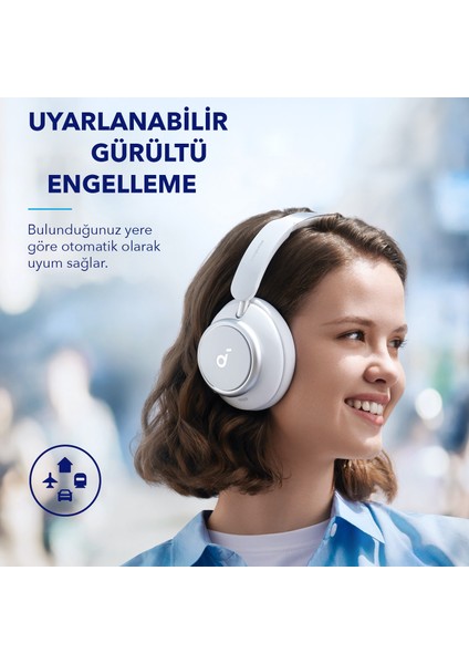 Soundcore Space Q45 Bluetooth Kablosuz Kulaklık - LDAC Hi Res Kablosuz Ses Aktarımı - Hibrit Aktif Gürültü Önleyici ANC - Beyaz - A3040 (Anker Türkiye Garantili)