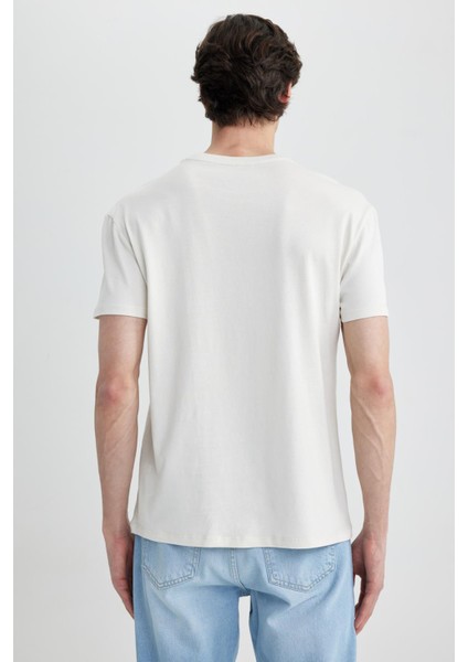 Regular Fit Bisiklet Yaka Baskılı Kısa Kollu %100 Pamuk Tişört Z5884AZ23SM