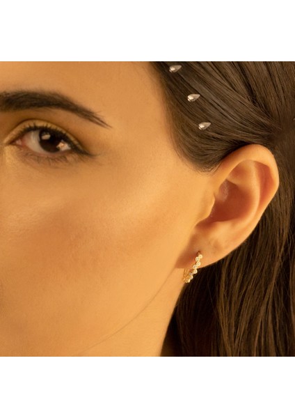 Yuvarlak Zirkon Taşlı 925 Ayar Silver Gümüş Küpe fiyatları