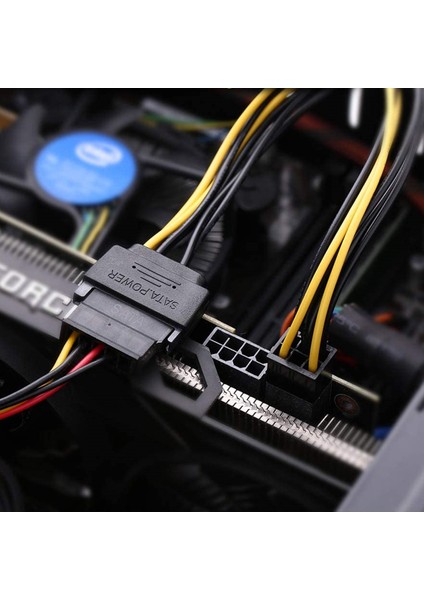 20 cm ATX 6 Pin (Dişi) to SATA 15 Pin (Erkek) Power PCI-e Grafik Video Kartı Güç Kablosu