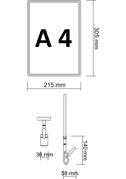 5 Adet A4 Mandallı Raf Etiketi Sepet Etiketi Çerçeveli Etiketlik Eşek Askılık Etiketi