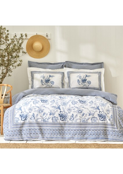 Estrela %100 Pamuk Çift Kişilik Nevresim Takımı Mavi