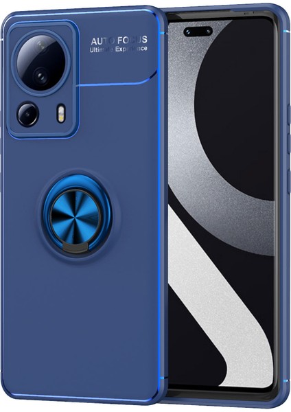 Xiaomi Mi 13 Lite Kılıf Autofocus Shockprof Ravel Yüzüklü Standlı Slikon Kapak Lacivert