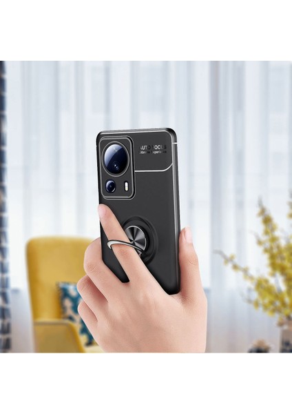 Xiaomi Mi 13 Lite Kılıf Autofocus Shockprof Ravel Yüzüklü Standlı Slikon Kapak Lacivert modelleri