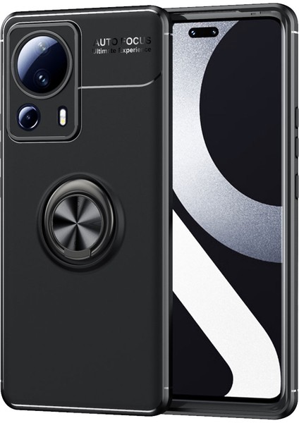 Xiaomi Mi 13 Lite Kılıf Autofocus Shockprof Ravel Yüzüklü Standlı Slikon Kapak Siyah