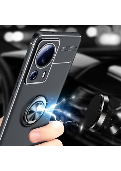 Xiaomi Mi 13 Lite Kılıf Autofocus Shockprof Ravel Yüzüklü Standlı Slikon Kapak Siyah fırsatları