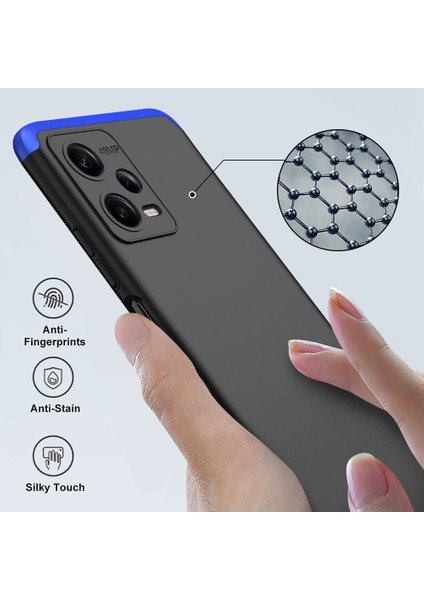 Case 4U Xiaomi Redmi Note 12 5g Kılıf 3 Parçalı Tam Koruma Sert Mika Ays Kapak Mavi