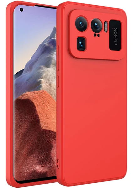 Case 4U Xiaomi Mi 11 Ultra Kılıf Kamera Korumalı Içi Kadife Logosuz Mara Lansman Silinebilir Arka Kapak Kırmızı