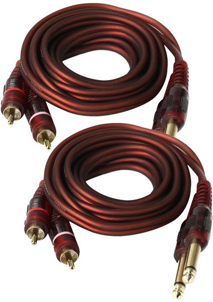 2 Adet 6.35MM 1/4 Inç Fiş Fono Rca Fişleri Kablosu (Yurt Dışından)