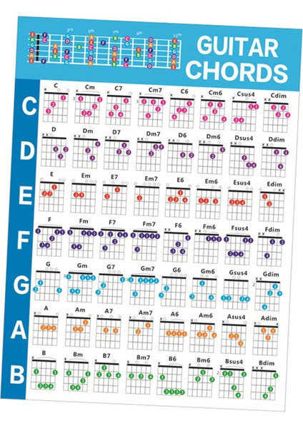 Gitaristler Için Gitar Poster Referans Kılavuzu Uygulama Etiketi L (Yurt Dışından)